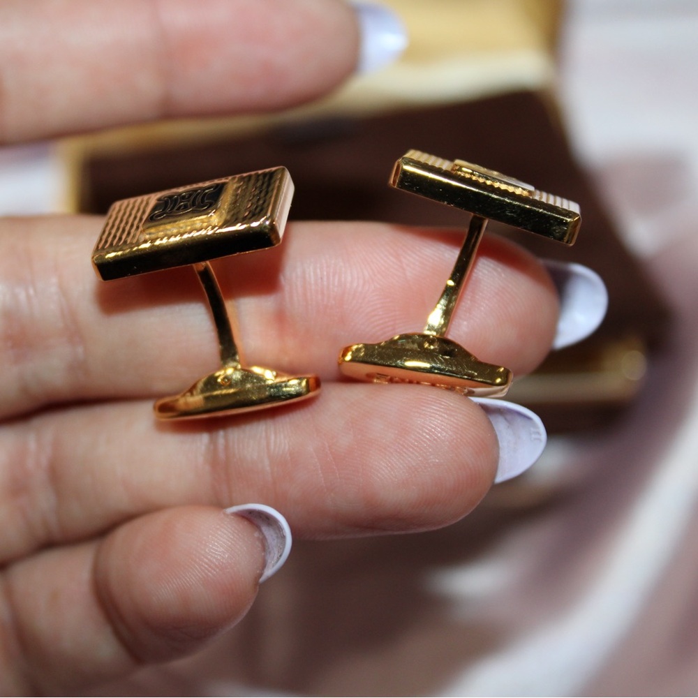 CELINE Gold Cufflinks Vintage in GREAT condition - Picture 12 of 14